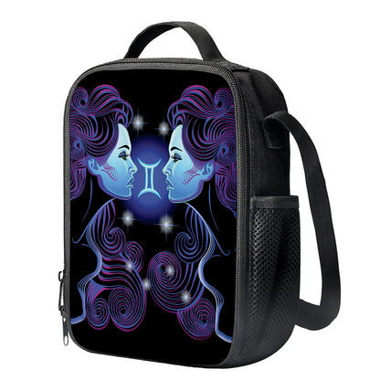 Dark Gemini Zodiac Sign Print Crossbody Lunch Bag