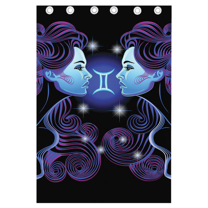 Dark Gemini Zodiac Sign Print Curtain