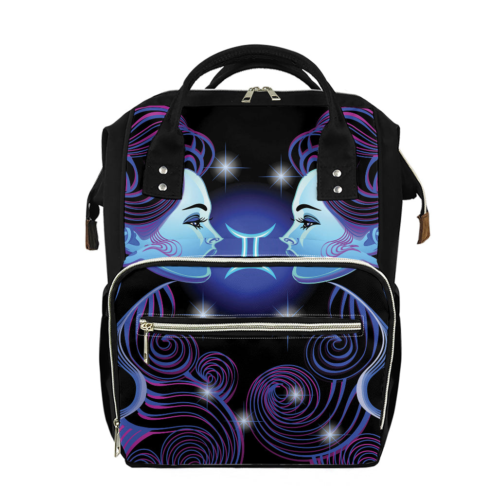 Dark Gemini Zodiac Sign Print Diaper Bag