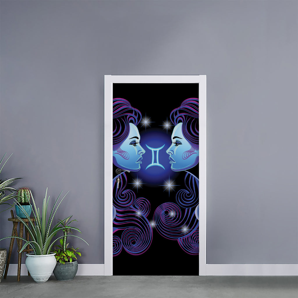 Dark Gemini Zodiac Sign Print Door Sticker