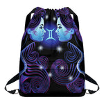 Dark Gemini Zodiac Sign Print Drawstring Backpack