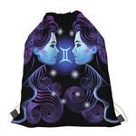 Dark Gemini Zodiac Sign Print Drawstring Bag