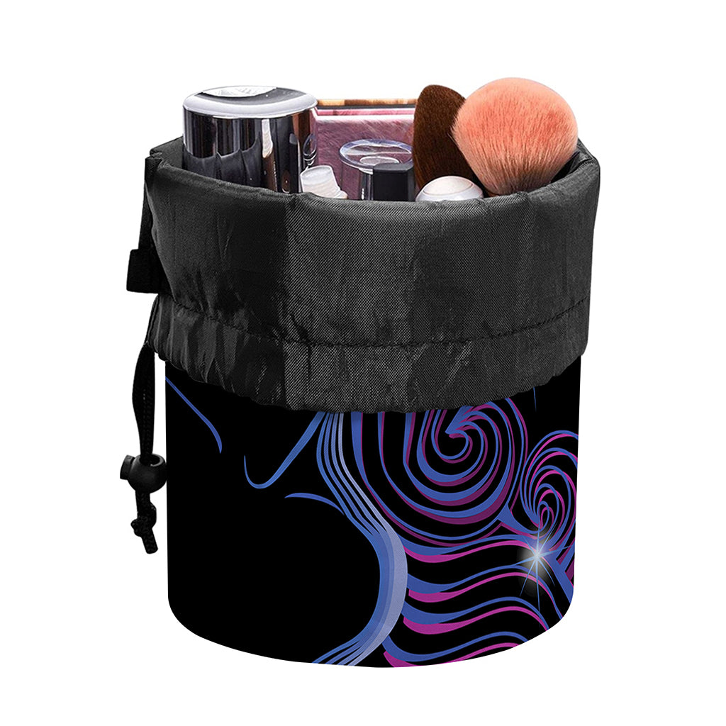 Dark Gemini Zodiac Sign Print Drawstring Makeup Bag