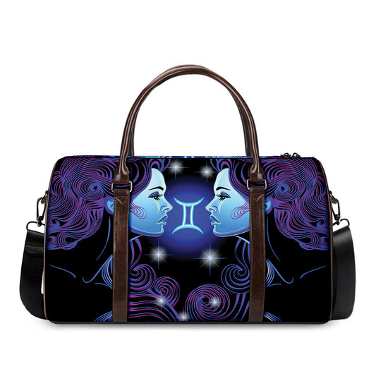 Dark Gemini Zodiac Sign Print Duffle Bag