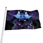Dark Gemini Zodiac Sign Print Flag