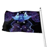 Dark Gemini Zodiac Sign Print Flag