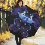 Dark Gemini Zodiac Sign Print Foldable Umbrella