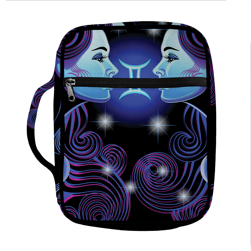 Dark Gemini Zodiac Sign Print Front Pocket Bible Bag