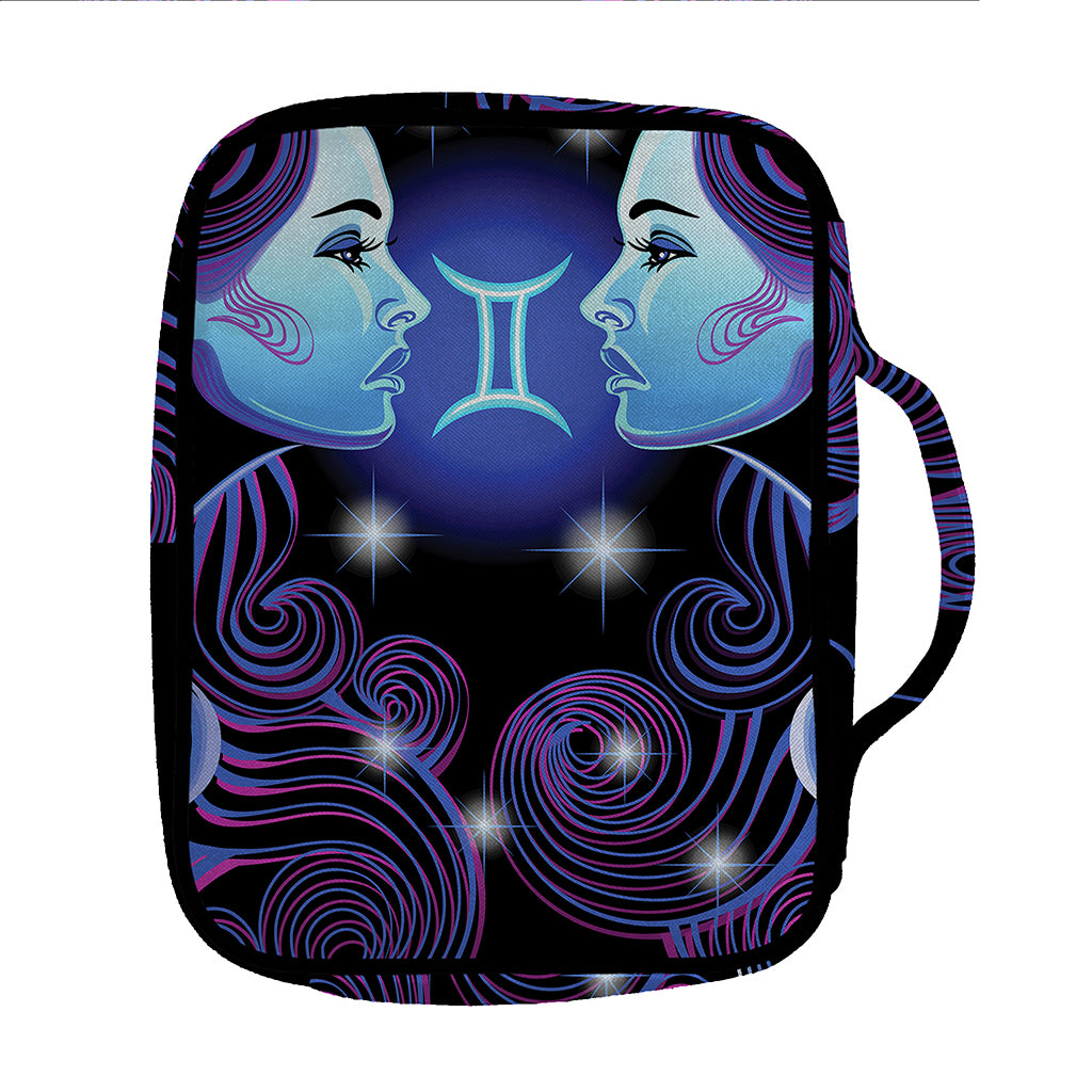 Dark Gemini Zodiac Sign Print Front Pocket Bible Bag
