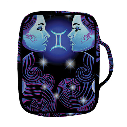 Dark Gemini Zodiac Sign Print Front Pocket Bible Bag
