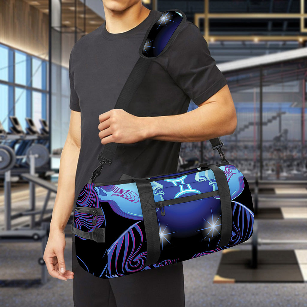 Dark Gemini Zodiac Sign Print Gym Bag