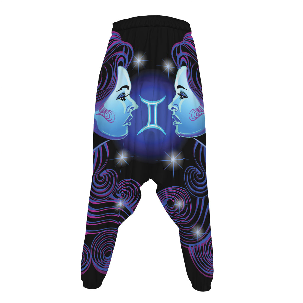 Dark Gemini Zodiac Sign Print Hammer Pants