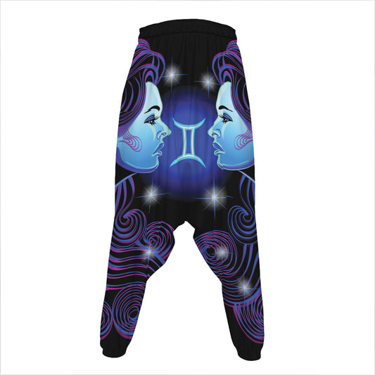Dark Gemini Zodiac Sign Print Hammer Pants