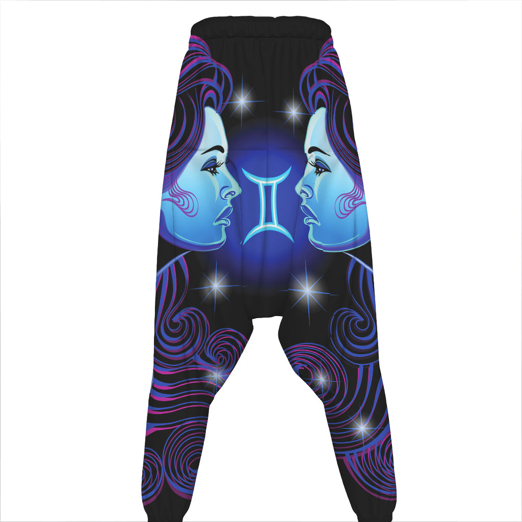 Dark Gemini Zodiac Sign Print Hammer Pants