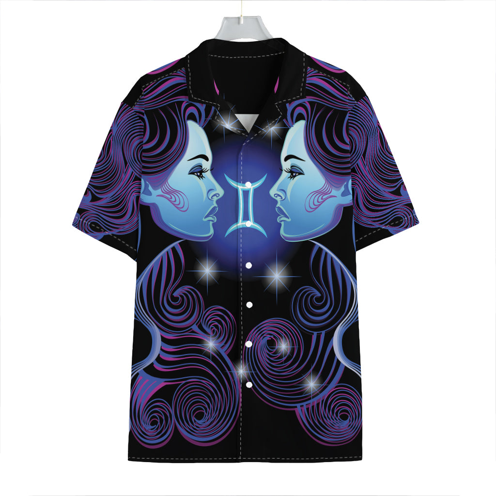 Dark Gemini Zodiac Sign Print Hawaiian Shirt