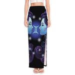Dark Gemini Zodiac Sign Print High Slit Maxi Skirt
