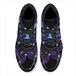 Dark Gemini Zodiac Sign Print High Top Leather Sneakers