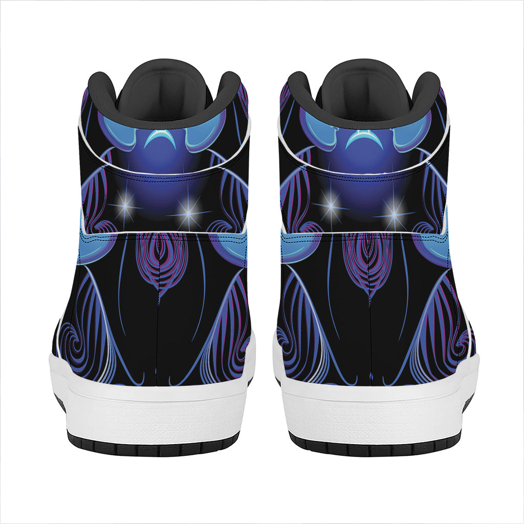 Dark Gemini Zodiac Sign Print High Top Leather Sneakers