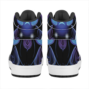 Dark Gemini Zodiac Sign Print High Top Leather Sneakers