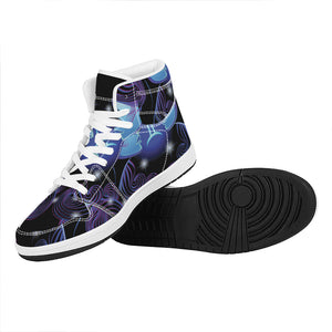 Dark Gemini Zodiac Sign Print High Top Leather Sneakers