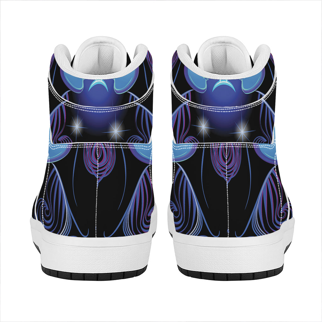 Dark Gemini Zodiac Sign Print High Top Leather Sneakers