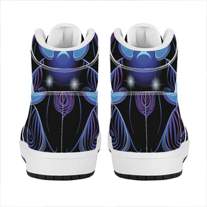 Dark Gemini Zodiac Sign Print High Top Leather Sneakers