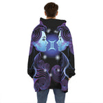 Dark Gemini Zodiac Sign Print Hoodie Blanket