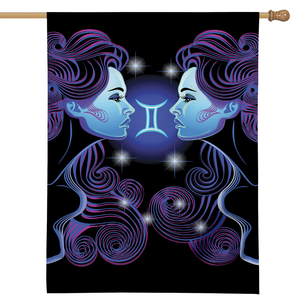 Dark Gemini Zodiac Sign Print House Flag