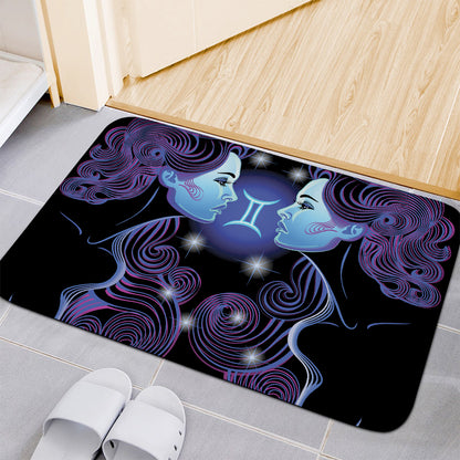 Dark Gemini Zodiac Sign Print Indoor Door Mat