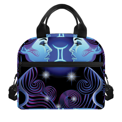 Dark Gemini Zodiac Sign Print Insulated Lunch Bag