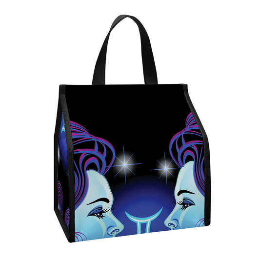 Dark Gemini Zodiac Sign Print Insulated Lunch Tote