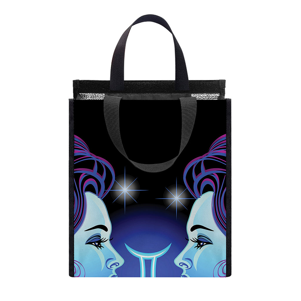 Dark Gemini Zodiac Sign Print Insulated Lunch Tote