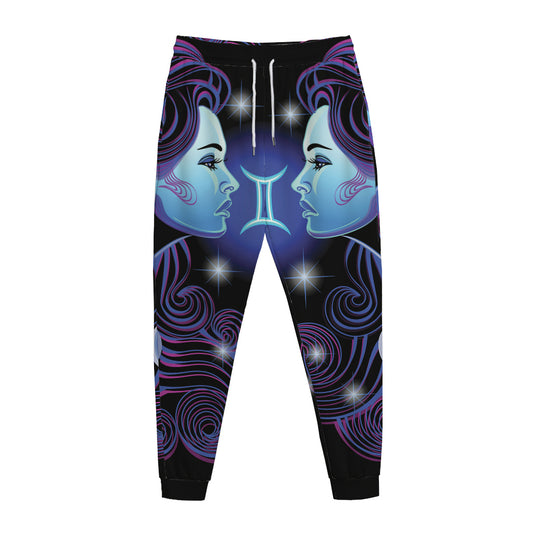 Dark Gemini Zodiac Sign Print Jogger Pants