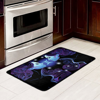 Dark Gemini Zodiac Sign Print Kitchen Mat
