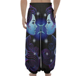 Dark Gemini Zodiac Sign Print Lantern Pants