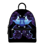 Dark Gemini Zodiac Sign Print Leather Backpack
