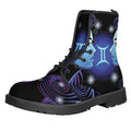 Dark Gemini Zodiac Sign Print Lace-Up Boots