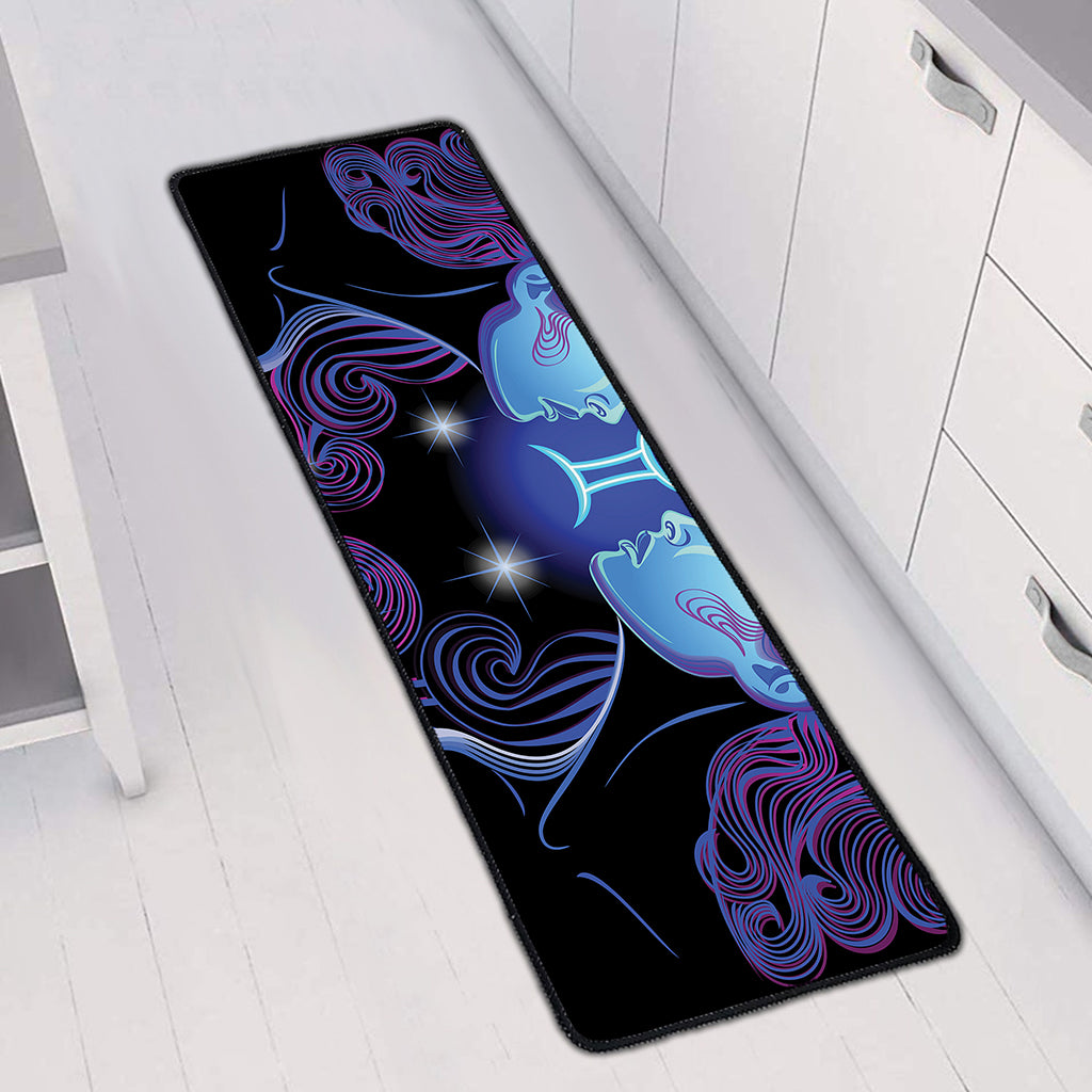 Dark Gemini Zodiac Sign Print Long Kitchen Mat