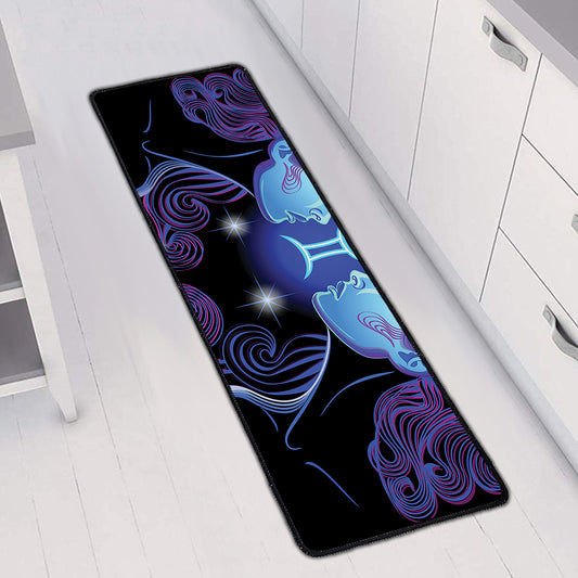 Dark Gemini Zodiac Sign Print Long Kitchen Mat