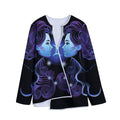 Dark Gemini Zodiac Sign Print Long Sleeve Short Coat
