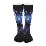 Dark Gemini Zodiac Sign Print Long Socks