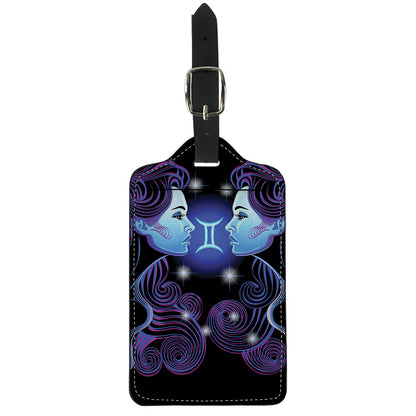 Dark Gemini Zodiac Sign Print Luggage Tag