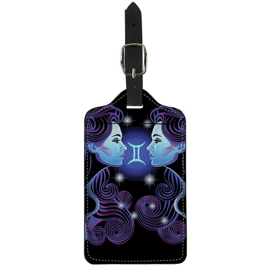 Dark Gemini Zodiac Sign Print Luggage Tag
