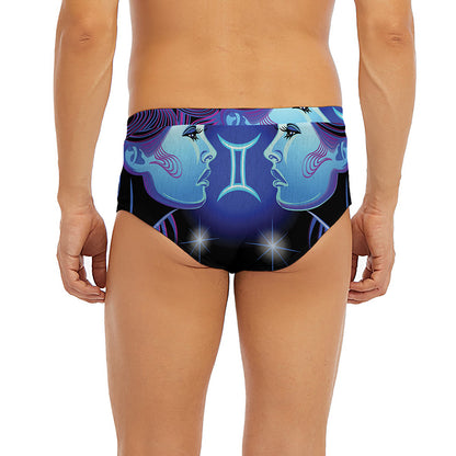 Dark Gemini Zodiac Sign Print Men's Briefs