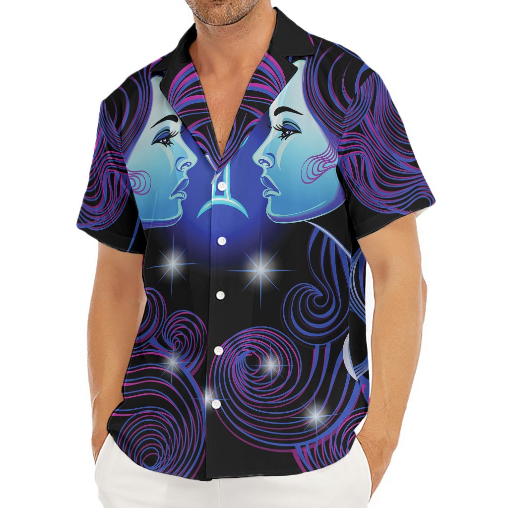 Dark Gemini Zodiac Sign Print Men's Deep V-Neck Shirt