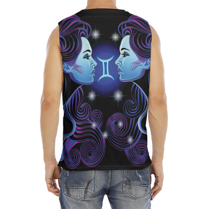 Dark Gemini Zodiac Sign Print Men's Fitness Tank Top