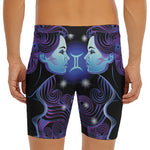 Dark Gemini Zodiac Sign Print Men's Long Boxer Briefs