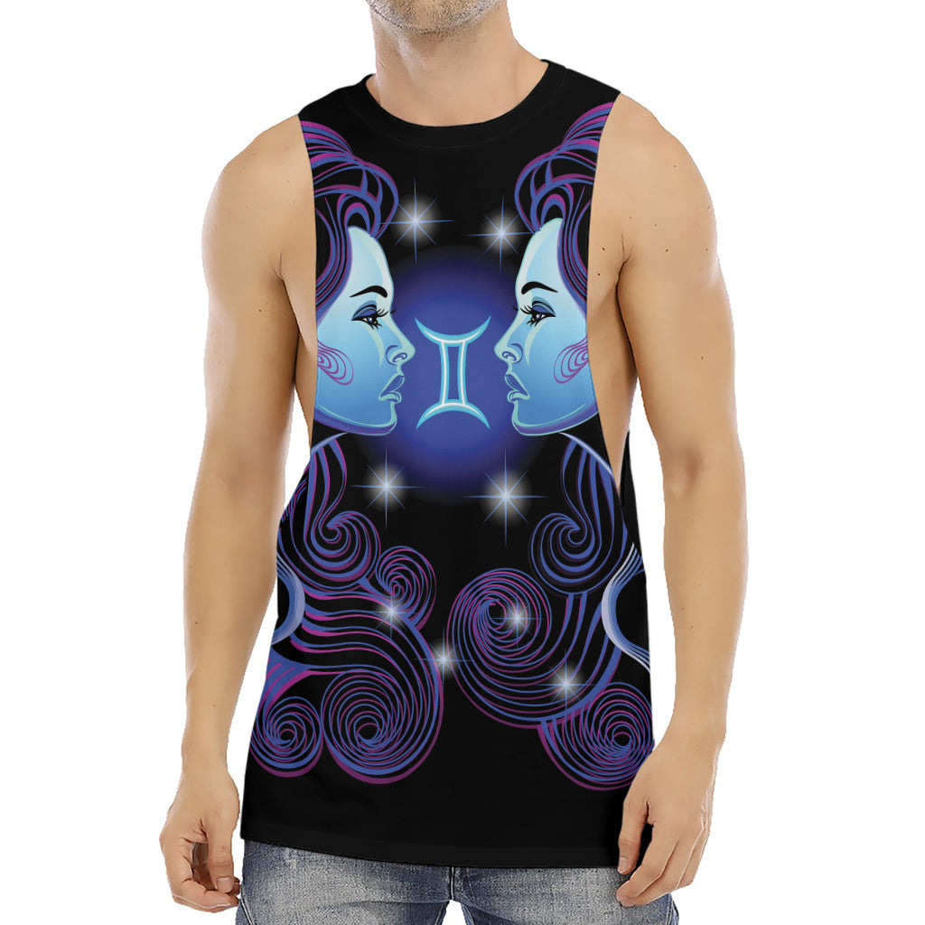 Dark Gemini Zodiac Sign Print Men's Muscle Tank Top