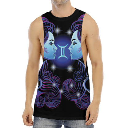 Dark Gemini Zodiac Sign Print Men's Muscle Tank Top