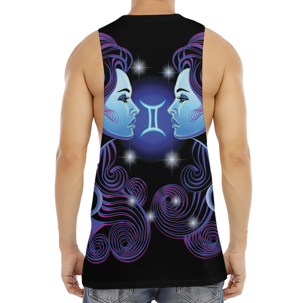Dark Gemini Zodiac Sign Print Men's Muscle Tank Top